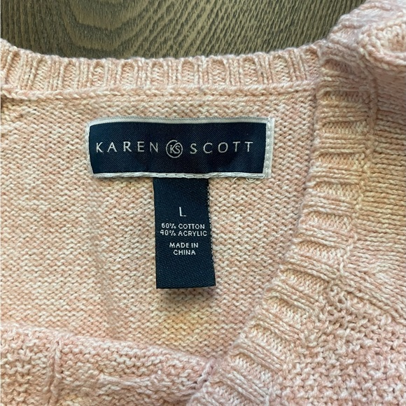 Karen Scott Soft Pink Knit Sweater.  Size Large - Picture 3 of 9